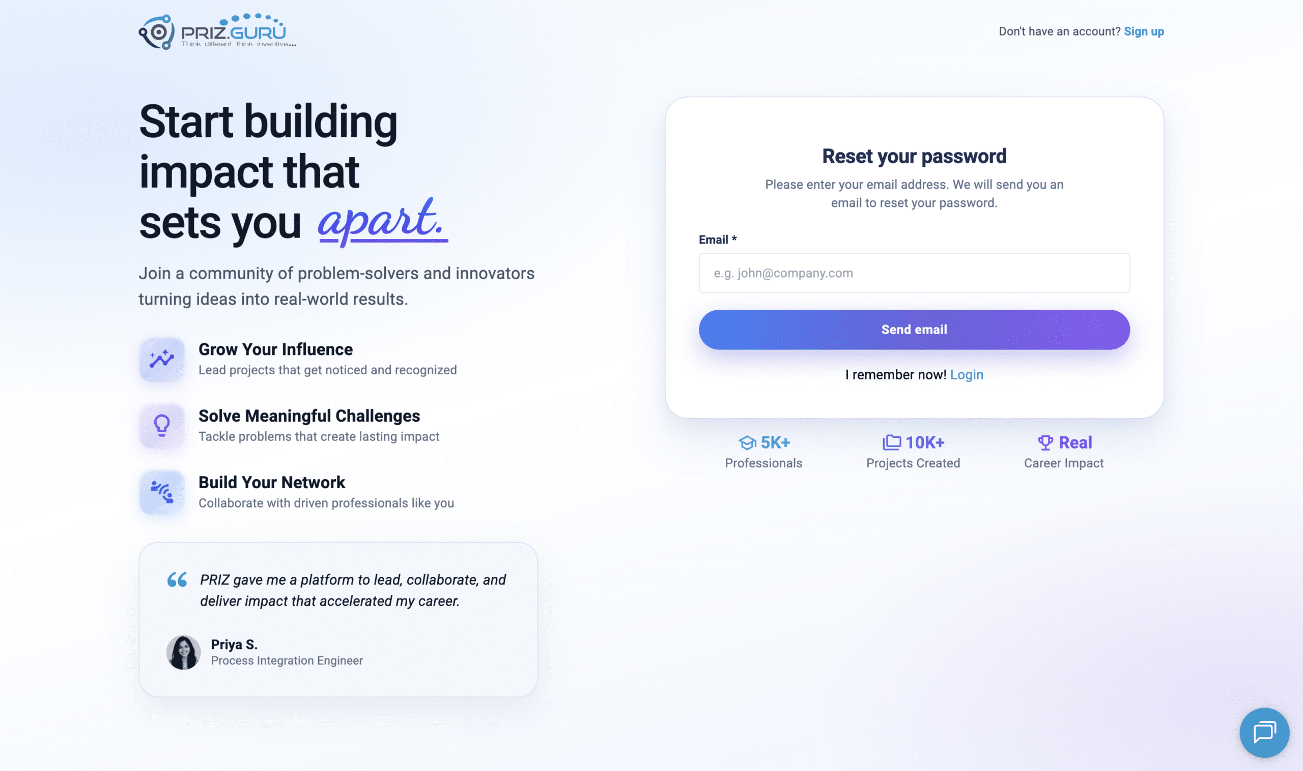 Reset your password. Enter your email and click Send email.