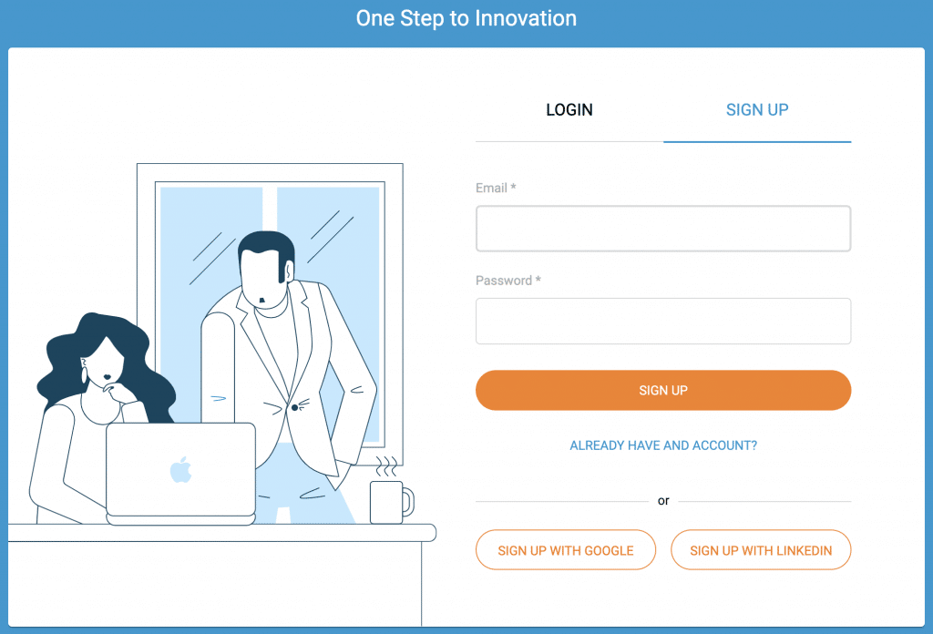 Sign up screen