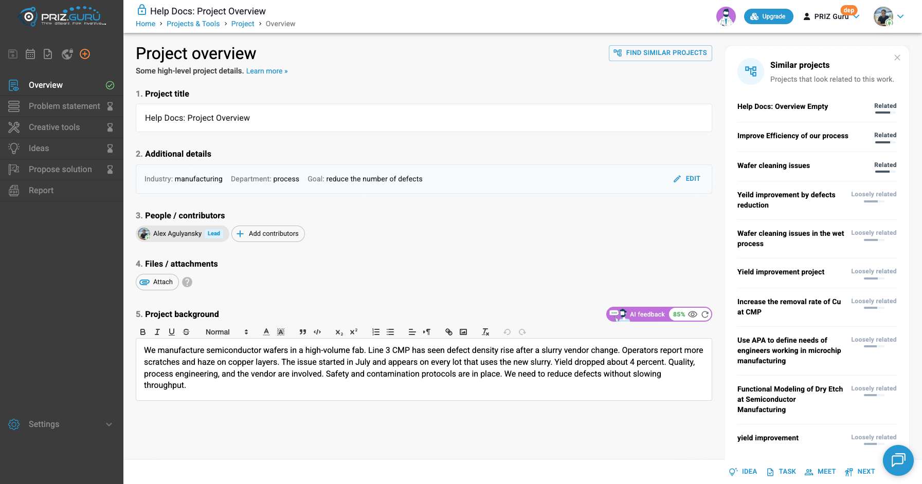 Similar projects. Results are labeled Related or Loosely related. Close the panel to bring Start with clarity back.