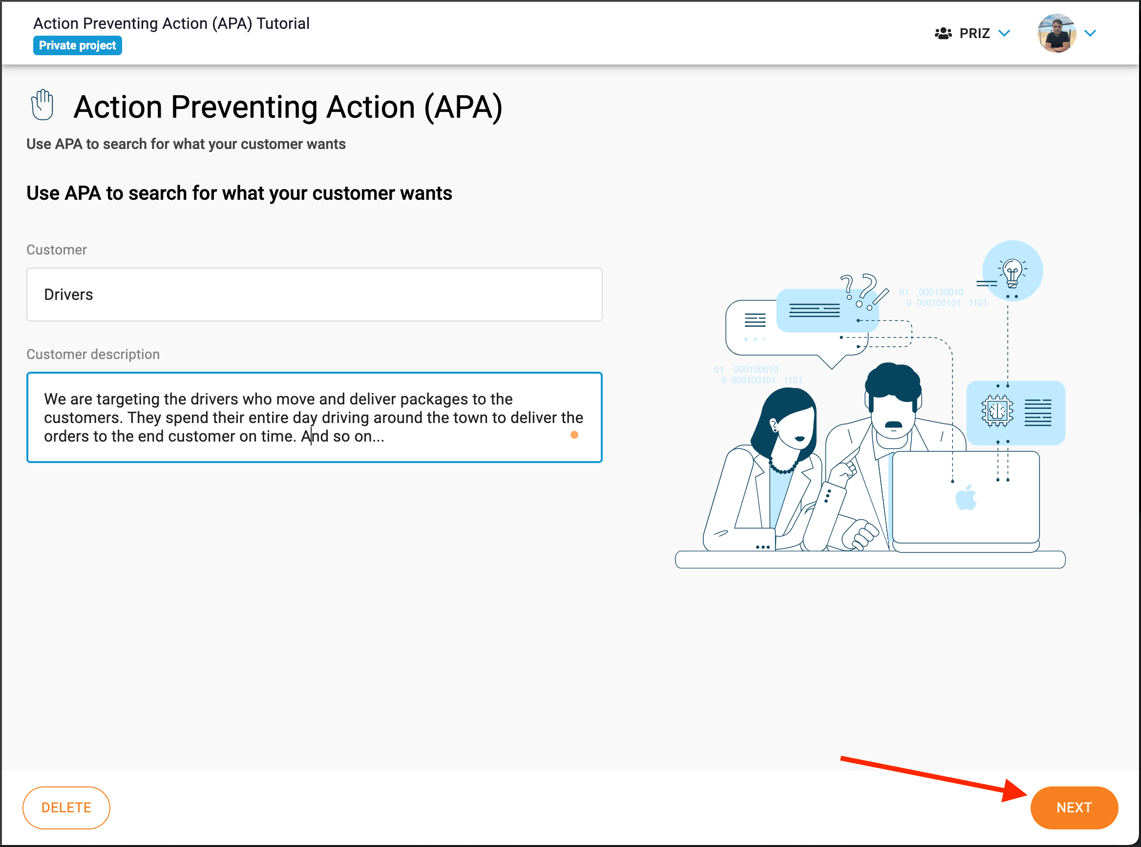 APA customer details