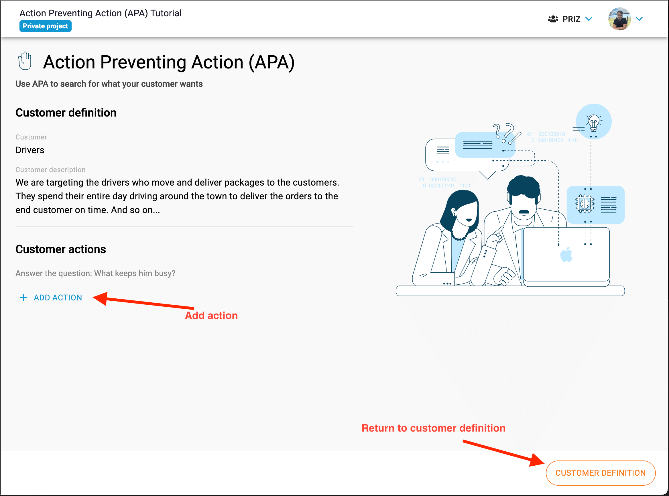 APA - define customer actions