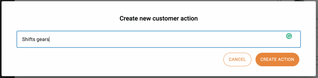Add action modal form