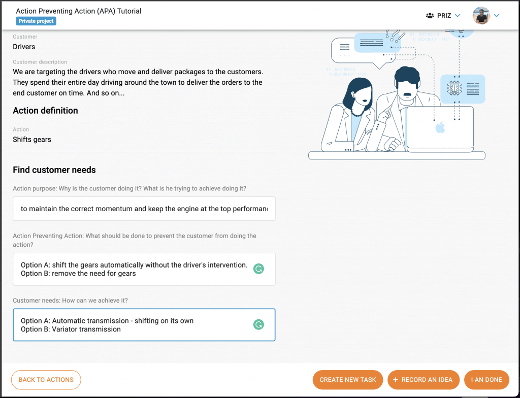 APA - customer needs identified