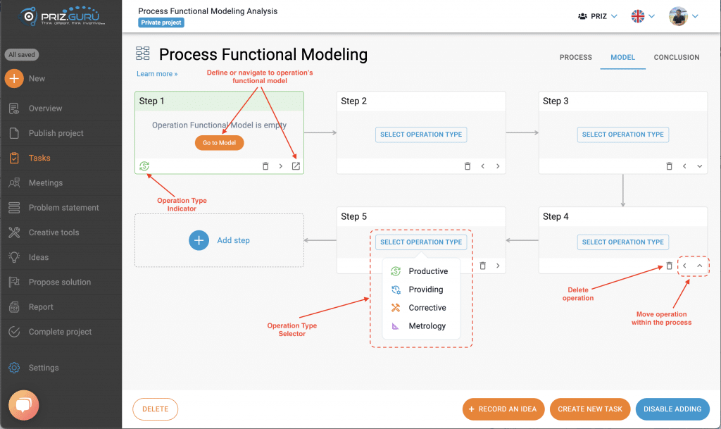 PFM canvas controls