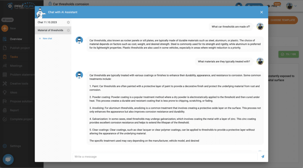 AI Assistant in PRIZ Guru Platform