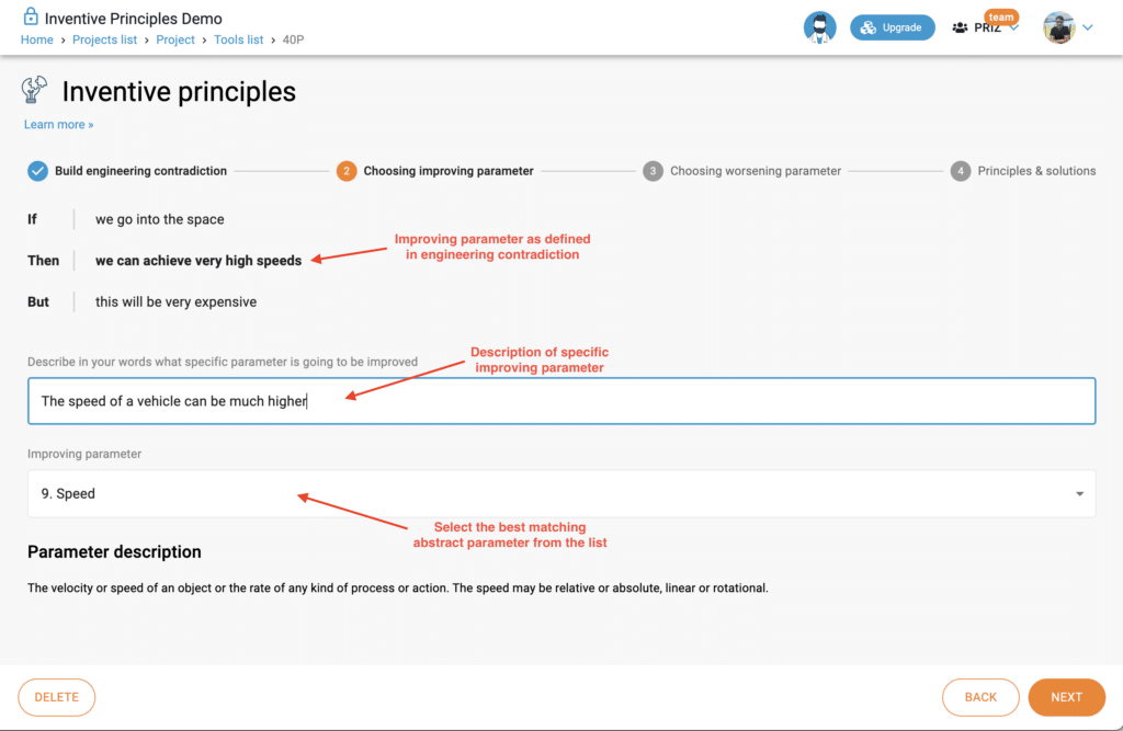 Choosing improving parameter - 40 Inventive Principles | PRIZ Guru