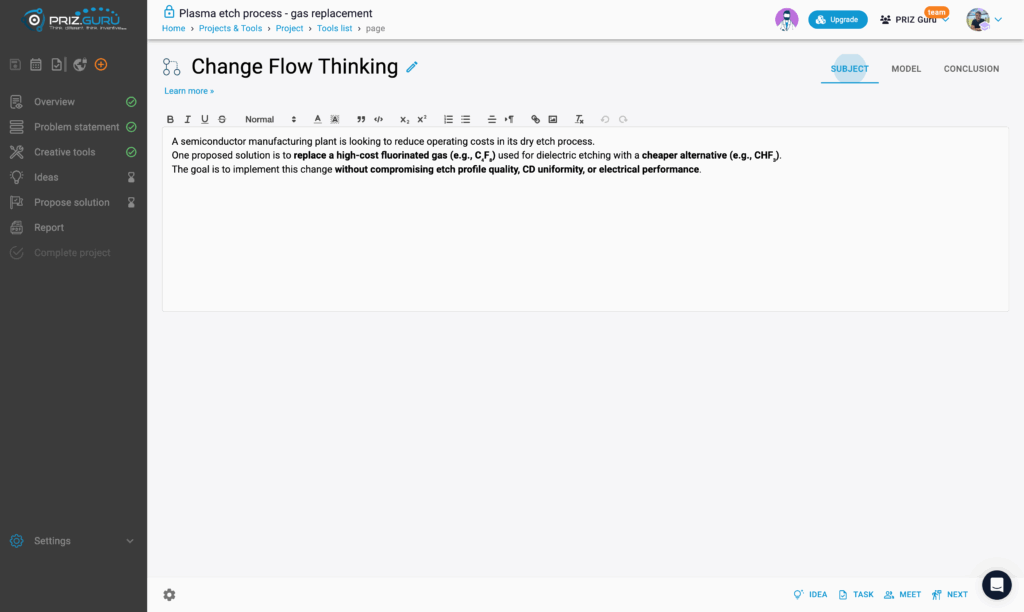Change Flow Thinking Subject | PRIZ Guru