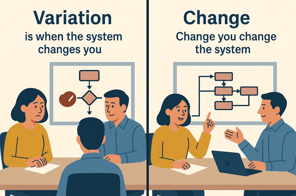CFT diagram illustrating variation vs change during system transformation.