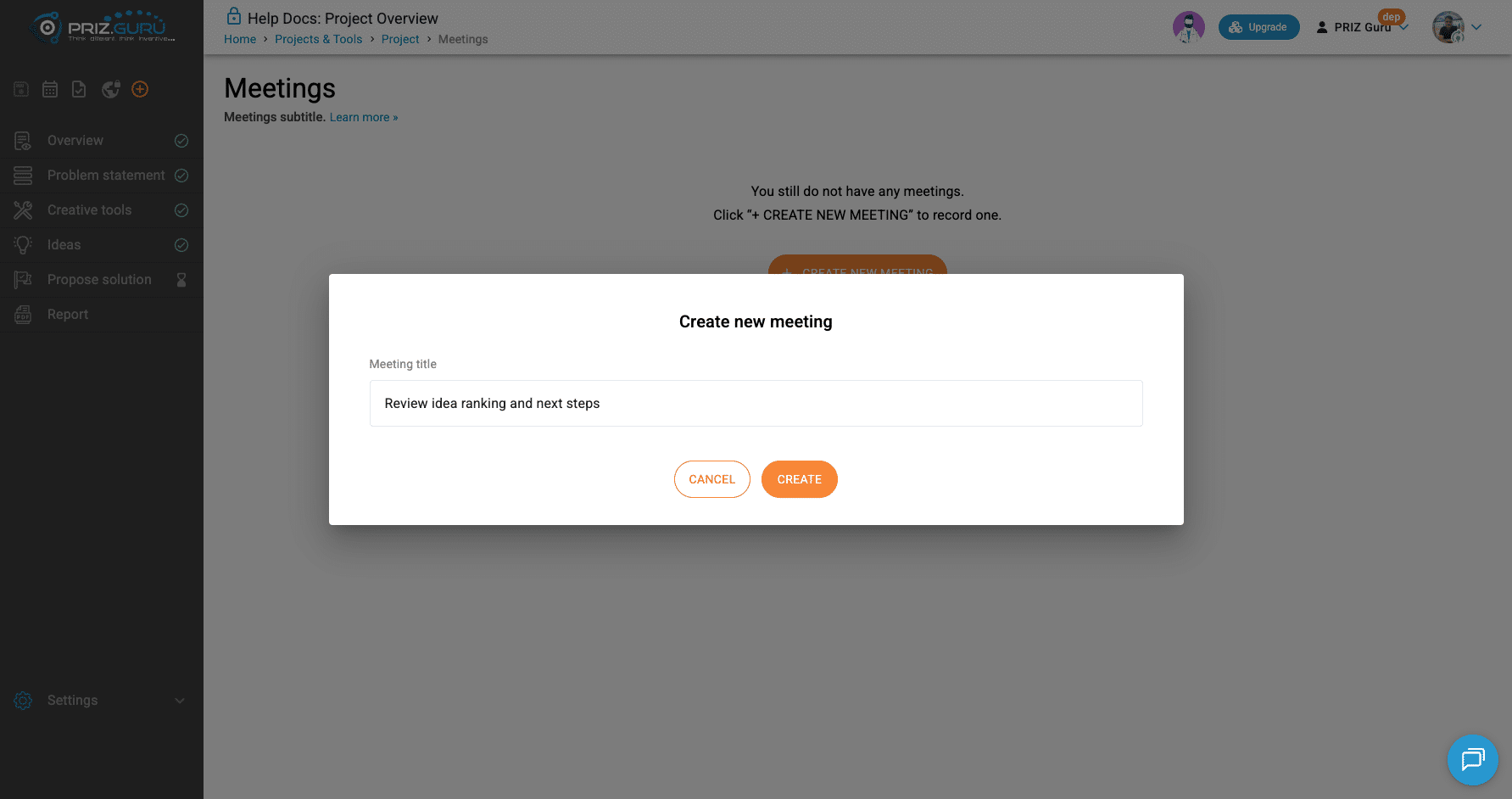 Create dialog: title only. Other details come next on the draft editor.