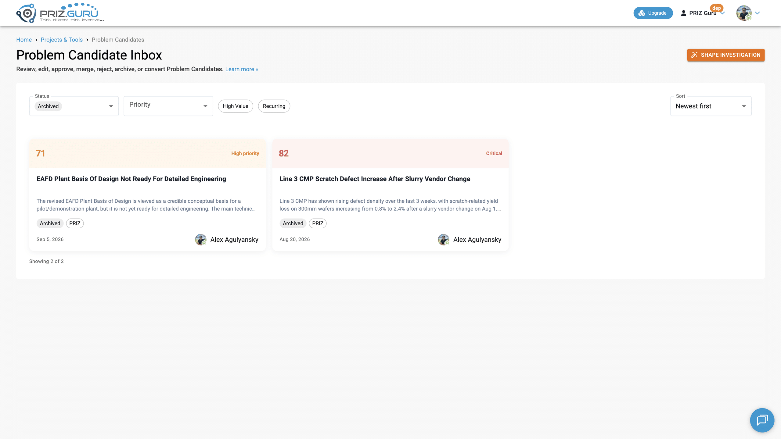 Change Status to Archived to see candidates that left the active review queue.