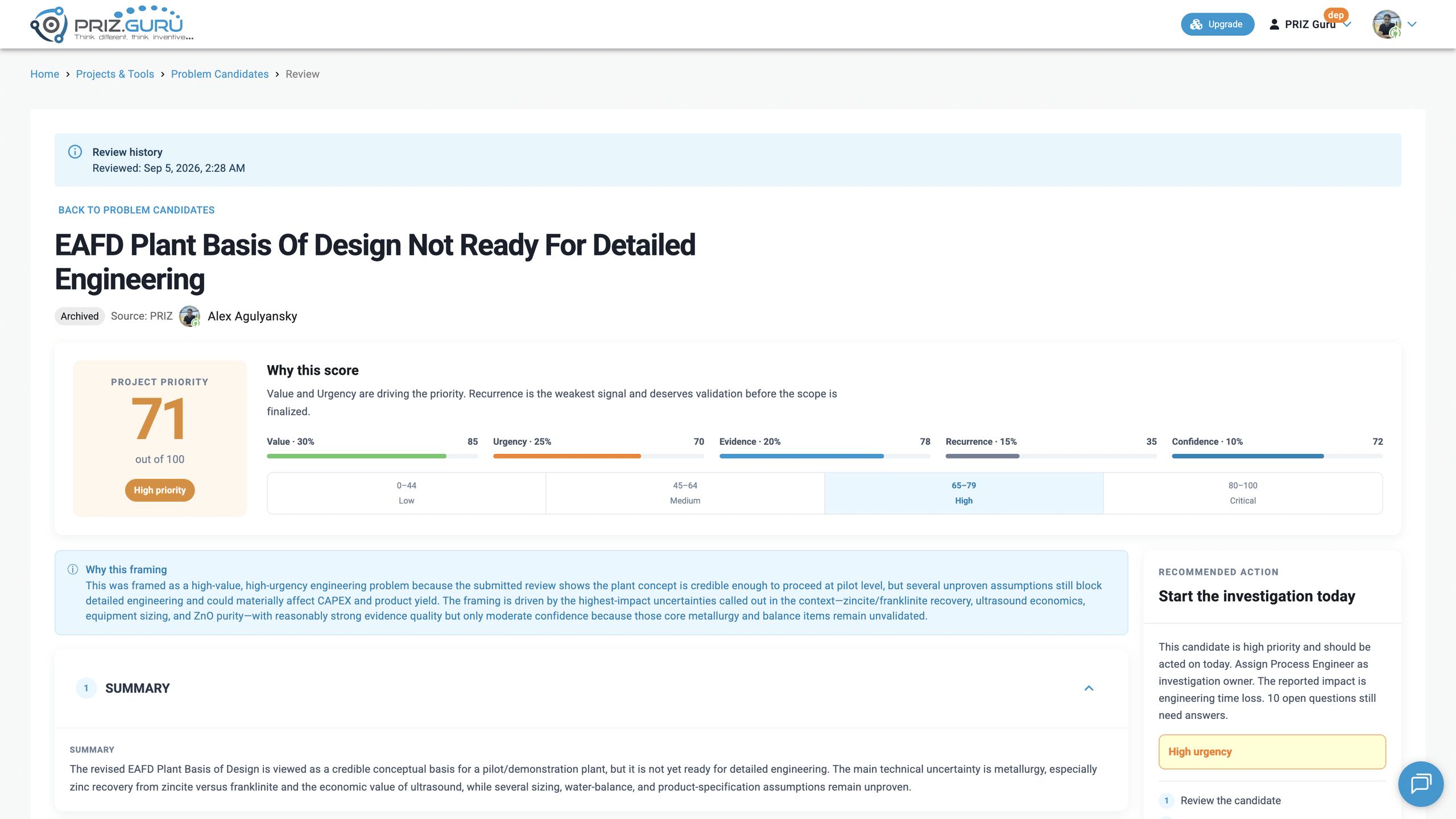 An archived candidate is read-only. Review history keeps the archive time and any note.