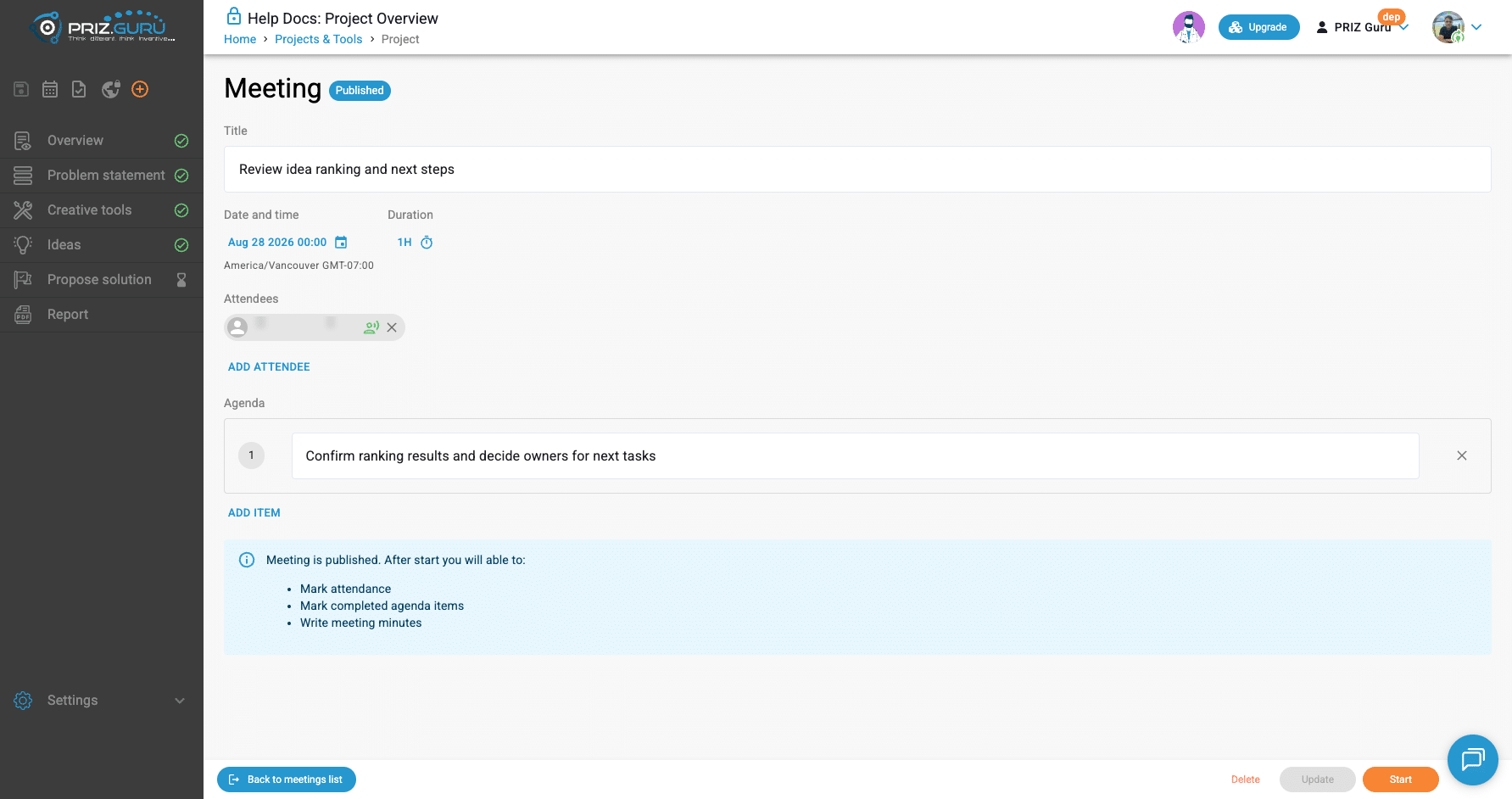 Host view after the invitee accepted as Contributor.