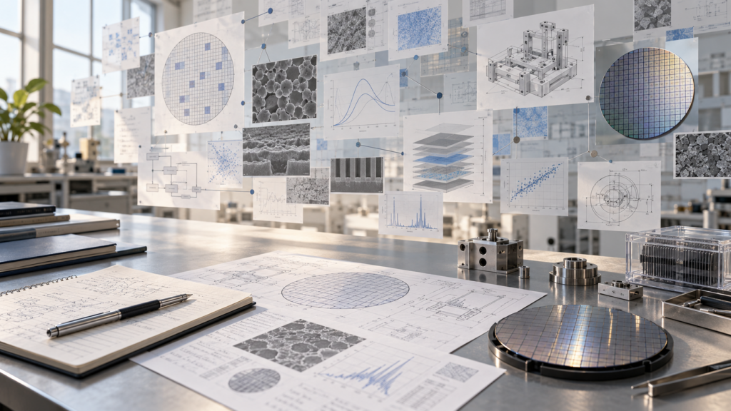 Conceptual illustration of an engineering investigation drawing on a wider field of technical knowledge.